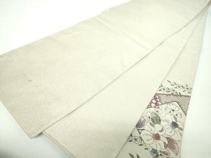 平和屋着物▼綴れ 太鼓柄袋帯 辻が花 銀糸 正絹 逸品 DABE5750ps