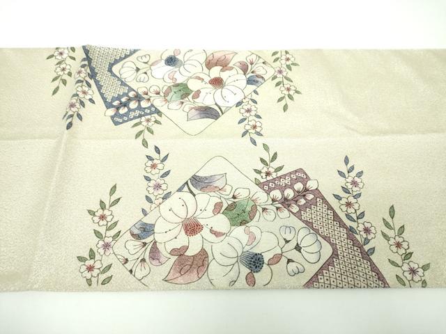 平和屋着物▼綴れ 太鼓柄袋帯 辻が花 銀糸 正絹 逸品 DABE5750ps