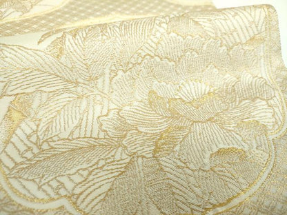平和屋着物▼六通柄袋帯 籬牡丹菊文 金糸 正絹 逸品 DABE5752ps