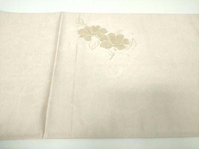 平和屋着物▼太鼓柄袋帯　総刺繍　花鳥文　銀糸　引箔　正絹　逸品　DABE5770ps