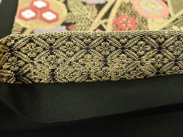 平和屋着物▼六通柄袋帯　唐織　束ね熨斗花文　金糸　引箔　正絹　逸品　DABE5796ps