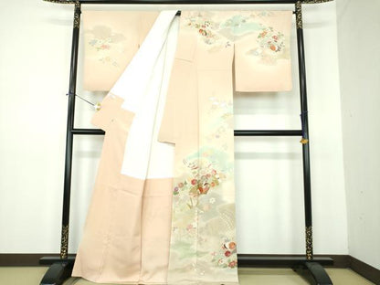 平和屋着物●創業460年・千總　訪問着　駒刺繍　地紙花文　暈し染め　金彩　東急百貨店扱い　正絹　逸品　DABE5824ps