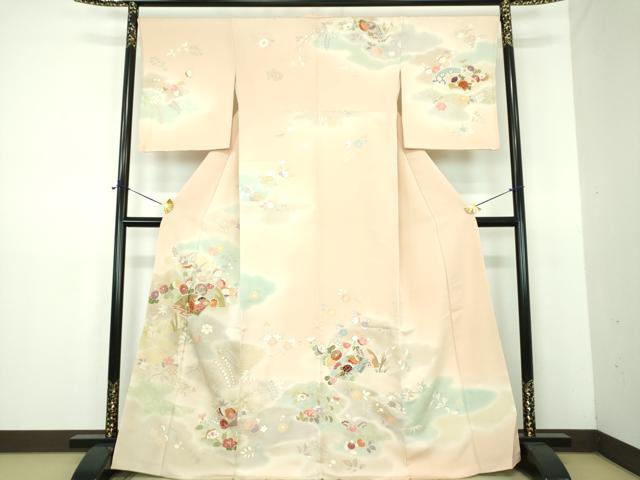 平和屋着物●創業460年・千總　訪問着　駒刺繍　地紙花文　暈し染め　金彩　東急百貨店扱い　正絹　逸品　DABE5824ps