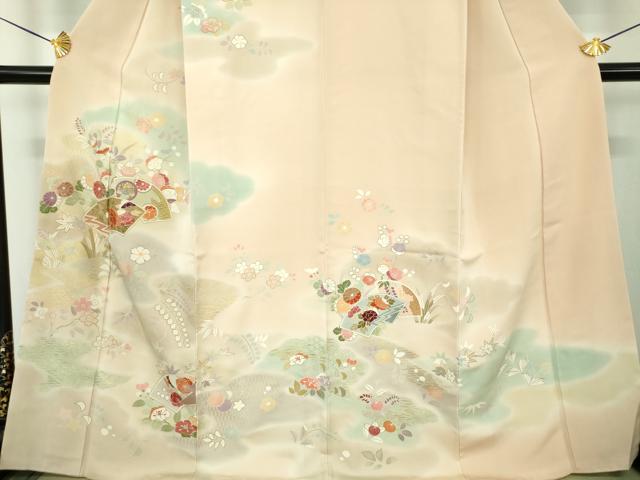 平和屋着物●創業460年・千總　訪問着　駒刺繍　地紙花文　暈し染め　金彩　東急百貨店扱い　正絹　逸品　DABE5824ps