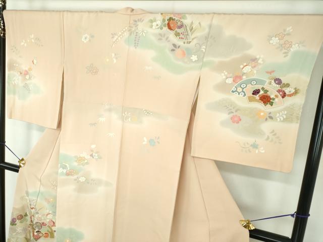 平和屋着物●創業460年・千總　訪問着　駒刺繍　地紙花文　暈し染め　金彩　東急百貨店扱い　正絹　逸品　DABE5824ps