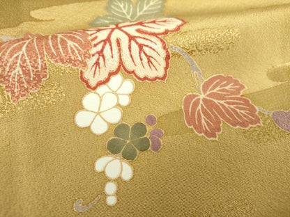 平和屋着物●上質な小紋　蔦の葉花文　金彩　正絹　逸品　DABE5827ps