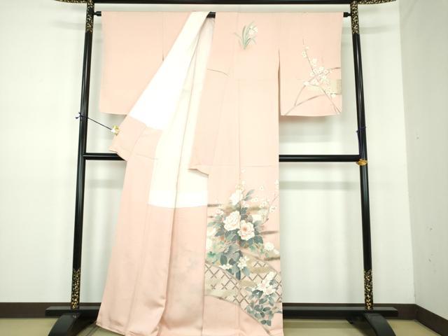 平和屋着物●訪問着　刺繍　籬花文　金彩　正絹　逸品　未使用　DABE5835ps