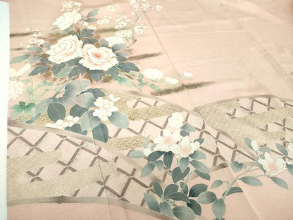 平和屋着物●訪問着　刺繍　籬花文　金彩　正絹　逸品　未使用　DABE5835ps