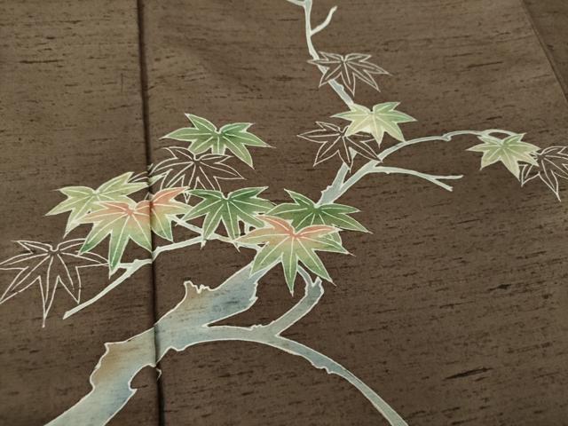 平和屋着物●白山紬　訪問着　友禅　楓文　正絹　逸品　DABE5839ps