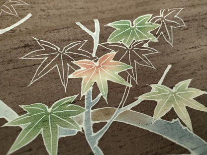平和屋着物●白山紬　訪問着　友禅　楓文　正絹　逸品　DABE5839ps