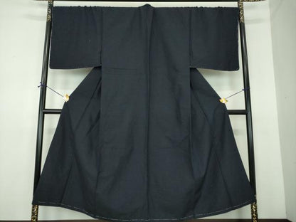 平和屋着物●男性　紬　キングサイズ　濃紺地　正絹　逸品　未使用　DABE5841ps