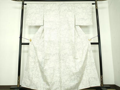 平和屋着物●本場大島紬　白大島　草花文　正絹　逸品　DABE5844ps
