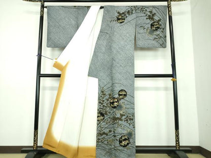 平和屋着物●訪問着　刺繍　絞り　雪輪花文　金彩　正絹　逸品　DABE5847ps
