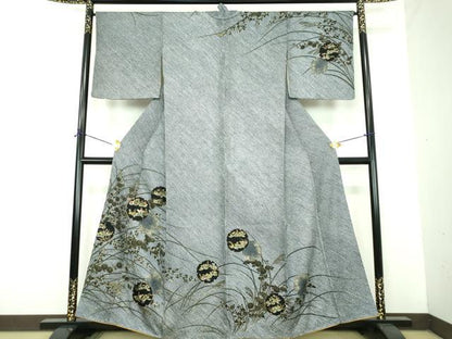 平和屋着物●訪問着　刺繍　絞り　雪輪花文　金彩　正絹　逸品　DABE5847ps