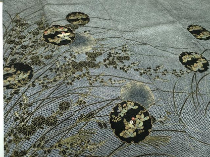 平和屋着物●訪問着　刺繍　絞り　雪輪花文　金彩　正絹　逸品　DABE5847ps