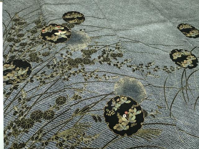 平和屋着物●訪問着　刺繍　絞り　雪輪花文　金彩　正絹　逸品　DABE5847ps