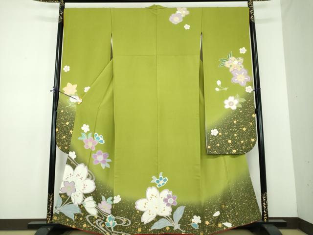 平和屋着物●豪華振袖　流水舞桜　暈し染め　金彩　正絹　逸品　DABE5849ps