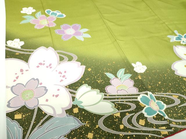 平和屋着物●豪華振袖　流水舞桜　暈し染め　金彩　正絹　逸品　DABE5849ps