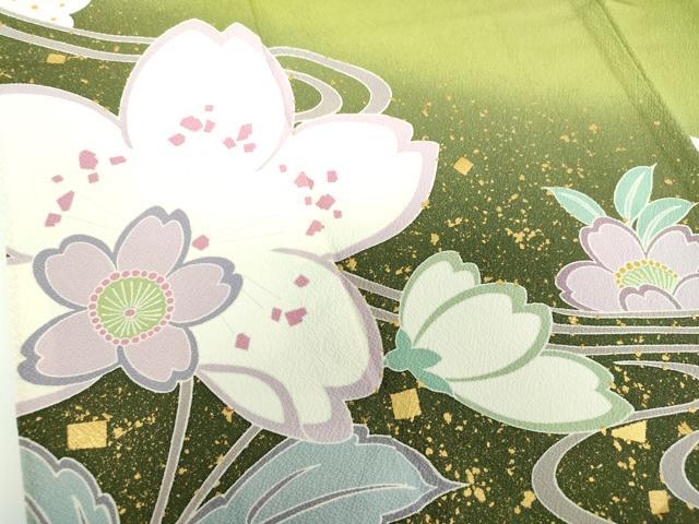 平和屋着物●豪華振袖　流水舞桜　暈し染め　金彩　正絹　逸品　DABE5849ps