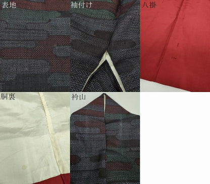 平和屋着物●結城紬　80亀甲　エ霞　正絹　逸品　DABE5850ps
