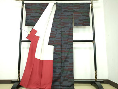 平和屋着物●結城紬　80亀甲　エ霞　正絹　逸品　DABE5850ps