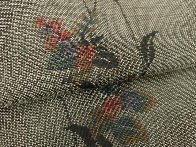 平和屋着物●本場大島紬　9マルキ　草花文　正絹　逸品　DABE5851ps