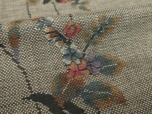 平和屋着物●本場大島紬　9マルキ　草花文　正絹　逸品　DABE5851ps