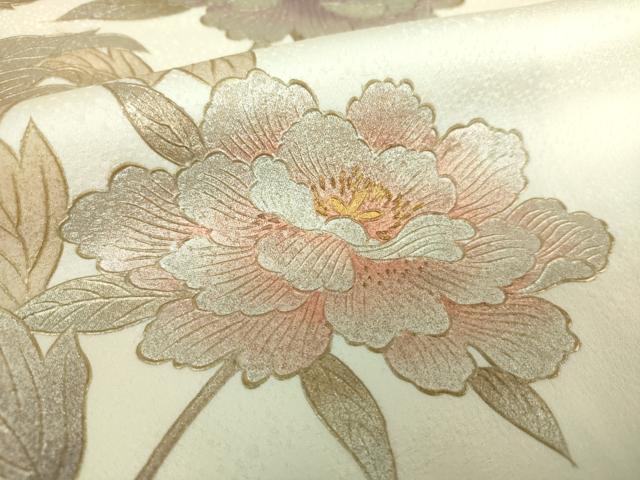 平和屋着物●金彩友禅　卓越技能者・名工・和田光正　訪問着　牡丹文　金銀彩　正絹　逸品　DABE5854ps