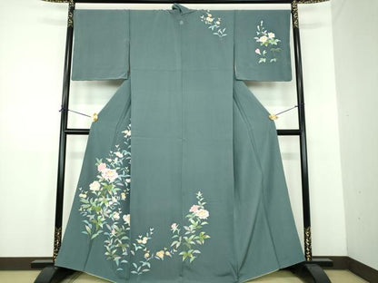 平和屋着物●訪問着　友禅　草花文　正絹　逸品　DABE5858ps