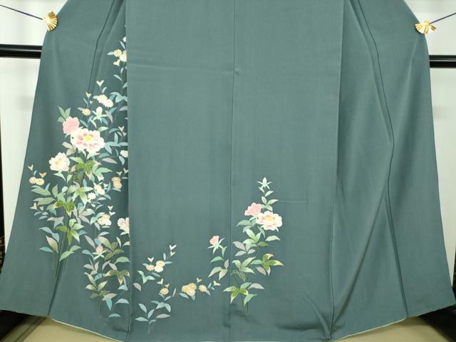 平和屋着物●訪問着　友禅　草花文　正絹　逸品　DABE5858ps