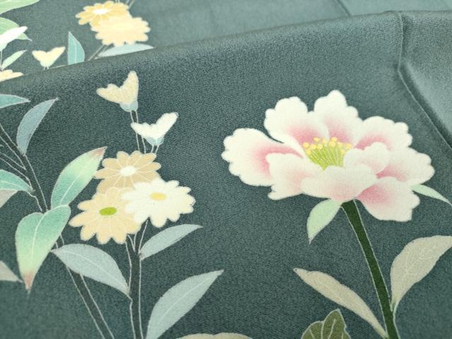 平和屋着物●訪問着　友禅　草花文　正絹　逸品　DABE5858ps