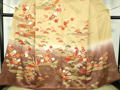 平和屋着物●訪問着　駒刺繍　松竹梅　飛鶴文　暈し染め　金彩　まるやま扱い　正絹　逸品　DABE5859ps