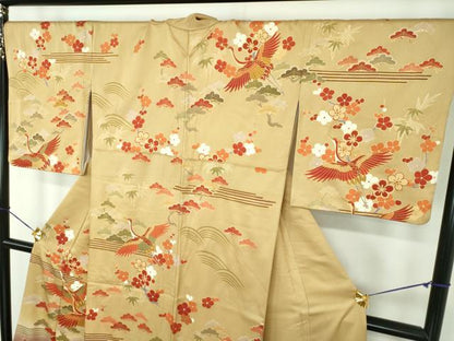 平和屋着物●訪問着　駒刺繍　松竹梅　飛鶴文　暈し染め　金彩　まるやま扱い　正絹　逸品　DABE5859ps