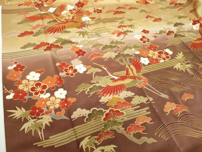 平和屋着物●訪問着　駒刺繍　松竹梅　飛鶴文　暈し染め　金彩　まるやま扱い　正絹　逸品　DABE5859ps