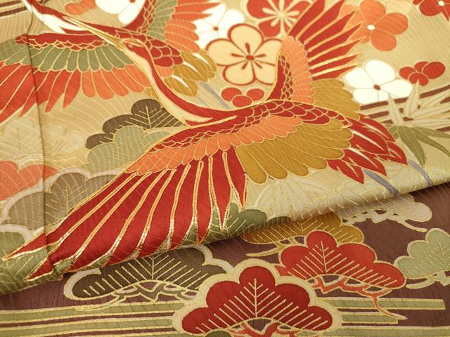 平和屋着物●訪問着　駒刺繍　松竹梅　飛鶴文　暈し染め　金彩　まるやま扱い　正絹　逸品　DABE5859ps