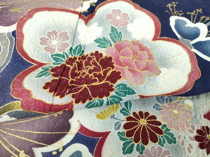 平和屋着物●豪華振袖　駒刺繍　宝尽くし　枝梅　暈し染め　金彩　正絹　逸品　DABE5862ps