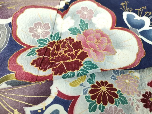 平和屋着物●豪華振袖　駒刺繍　宝尽くし　枝梅　暈し染め　金彩　正絹　逸品　DABE5862ps