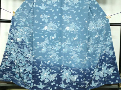 平和屋着物●訪問着　風景花文　暈し染め　正絹　逸品　未使用　DABE5866ps