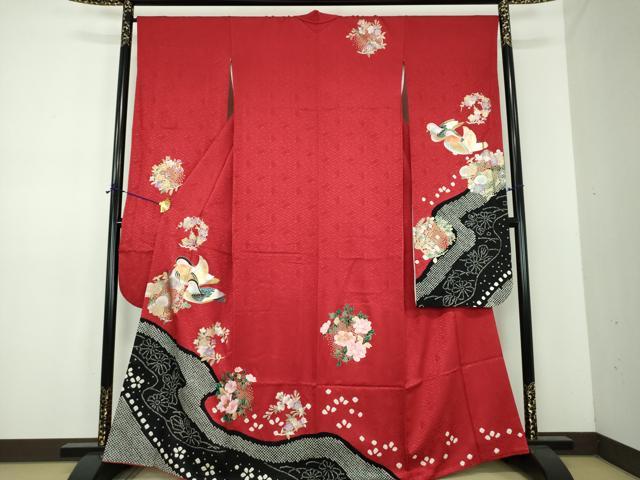 平和屋着物●豪華振袖　絞り　流水鴛鴦花丸文　金銀彩　やまと誂製　正絹　逸品　DABE5870ps