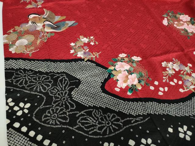 平和屋着物●豪華振袖　絞り　流水鴛鴦花丸文　金銀彩　やまと誂製　正絹　逸品　DABE5870ps