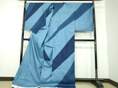 平和屋着物●十日町友禅作家　越村幸雪　白山紬　訪問着　斜線文　仮絵羽　正絹　逸品　未使用　DABE5871ps
