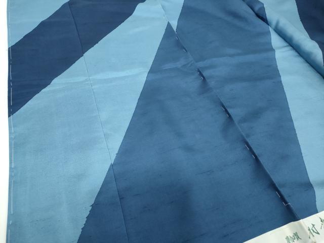 平和屋着物●十日町友禅作家　越村幸雪　白山紬　訪問着　斜線文　仮絵羽　正絹　逸品　未使用　DABE5871ps