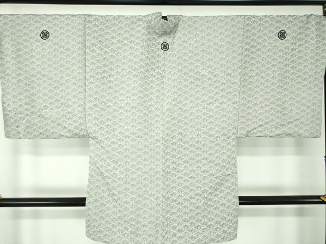 平和屋着物●男性　色紋付　羽織セット　長羽織　寿字文　正絹　逸品　DABE5873ps