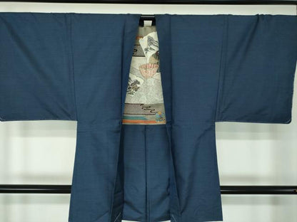 平和屋着物●男性　本場大島紬　アンサンブル　長羽織　亀甲柄　正絹　逸品　未使用　DABE5874ps