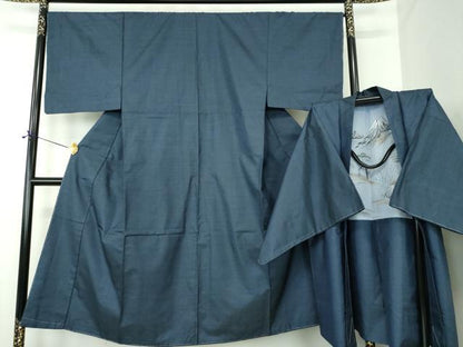 平和屋着物●男性　本場大島紬　アンサンブル　長羽織　幾何学文様　正絹　逸品　未使用　DABE5875ps