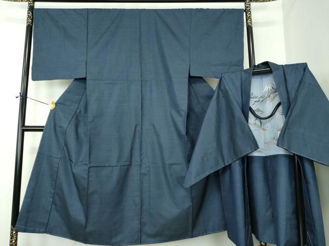 平和屋着物●男性　本場大島紬　アンサンブル　長羽織　幾何学文様　正絹　逸品　未使用　DABE5875ps