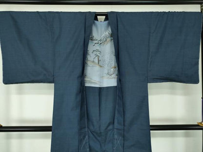 平和屋着物●男性　本場大島紬　アンサンブル　長羽織　幾何学文様　正絹　逸品　未使用　DABE5875ps