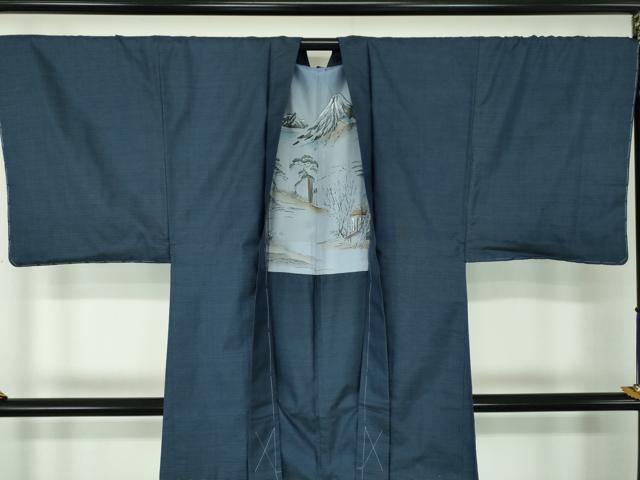 平和屋着物●男性　本場大島紬　アンサンブル　長羽織　幾何学文様　正絹　逸品　未使用　DABE5875ps