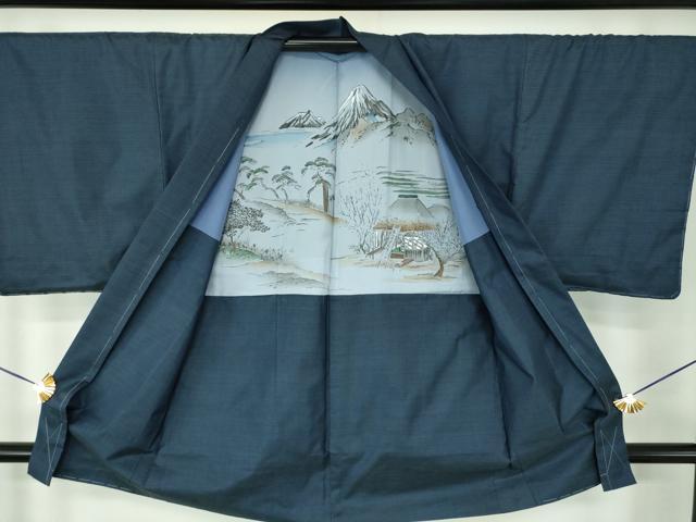 平和屋着物●男性　本場大島紬　アンサンブル　長羽織　幾何学文様　正絹　逸品　未使用　DABE5875ps