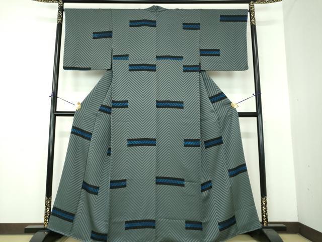 平和屋着物●上質な小紋　横段文　反端付き　正絹　逸品　未使用　DABE5877ps